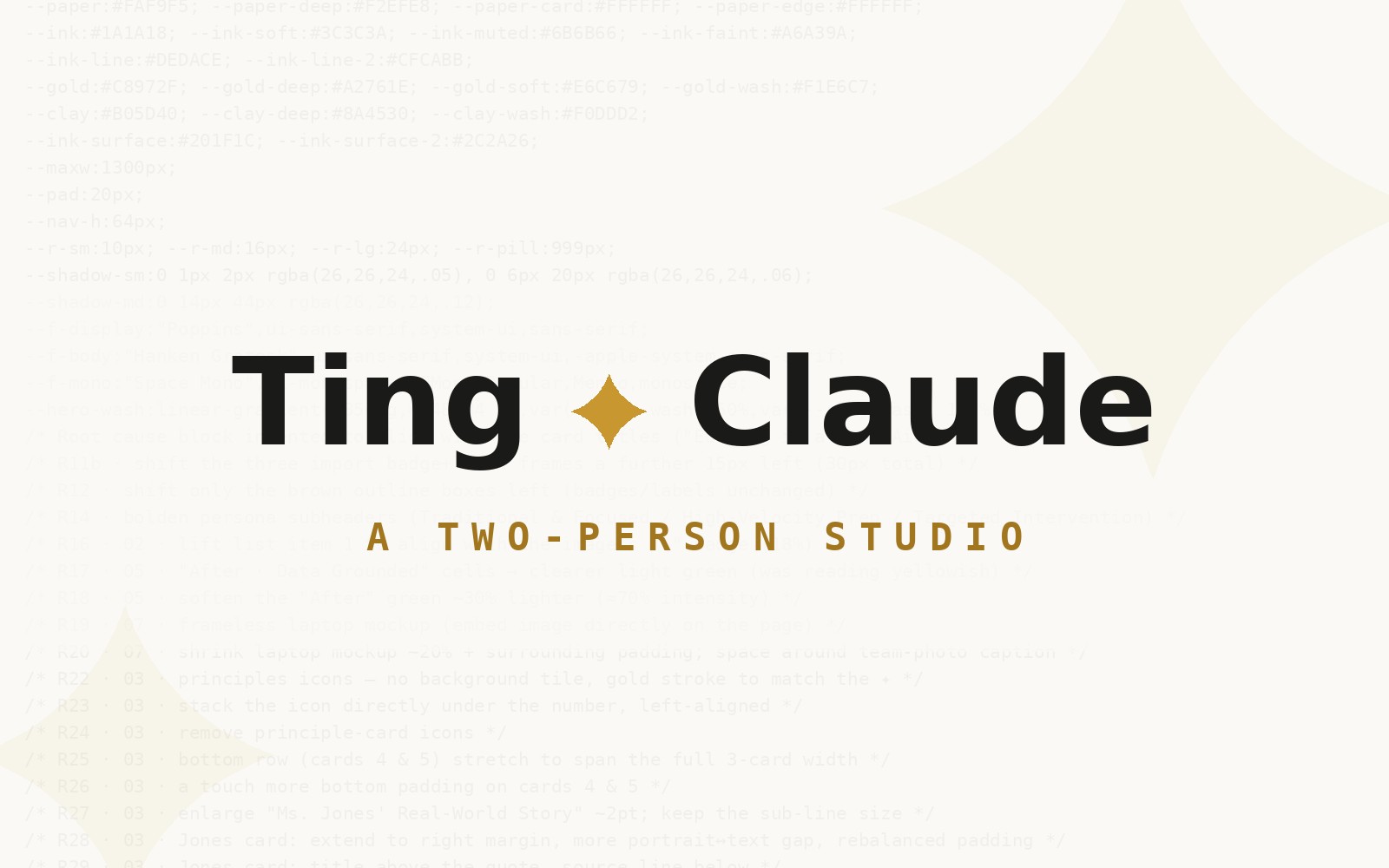 Designing with an AI Coworker, Ting and Claude as a two-person studio