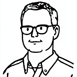 Illustrated portrait of Mr. Marcus