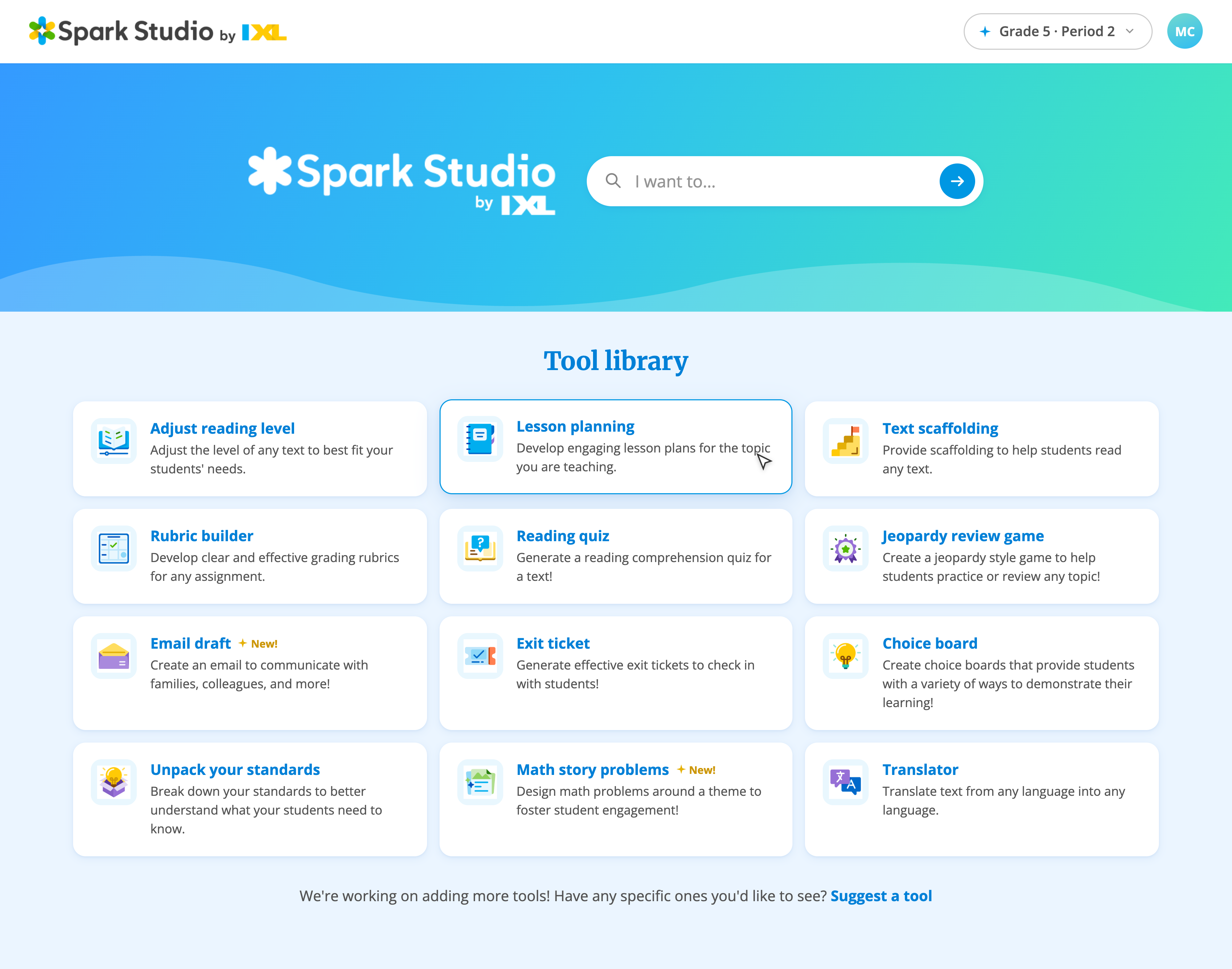 Before: a tool-hunting homepage with no centralized library